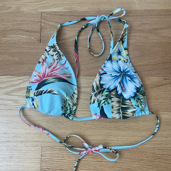 Blue Floral Hurley Bikini Top - Picture 1 of 5
